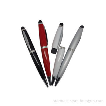 3-in-1 touch screen pen with USB flash drive, 128MB to 64GB, custom logo acceptable